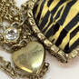 Designer Betsey Johnson Gold-Tone Link Chain Heart Shape Pendant Necklace image number 3