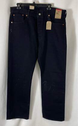 NWT Levi's 501 Mens Black Cotton Dark Wash Denim Straight Leg Jeans Size 38X30
