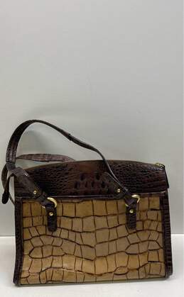 BRAHMIN Eros Tan Croc Embossed Leather Turnlock Zip Satchel Bag alternative image