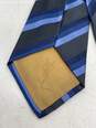 Authentic Yves Saint Laurent Mens Black Blue Striped Printed Designer Tie image number 5