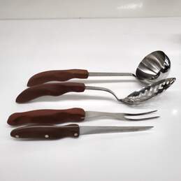 Lot of 4 Vintage CUTCO Utensils and Knife with Brown Composite Handles alternative image