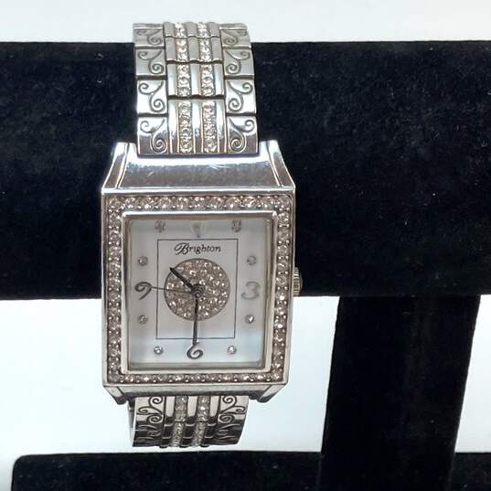 Designer Brighton Diamond Bar Rhinestone Rectangle Analog Dial Quartz Wristwatch image number 1
