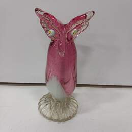 Art Pink/White/Clear Glass Owl
