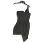 Womens Black One Shoulder Asymmetrical Hem Mini Dress Size Medium image number 2