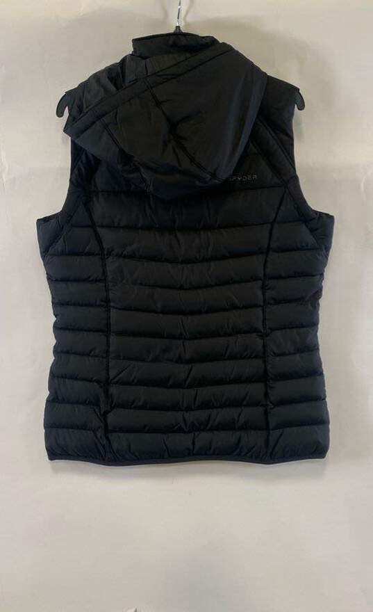 Spyder Mens Black Sleeveless Hooded Full Zip Puffer Vest Jacket Size Large image number 2