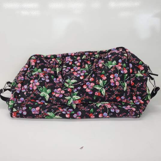 Vera Bradley Black Multi Floral Print Cotton Weekender Travel Bag Set image number 3