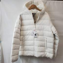 Champion Unisex Chalk White Woven Ripstop Puffer Jacket Size 2xl