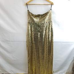 ELOQUII Women's Gold Sequin Gown With Slit Size 16 alternative image