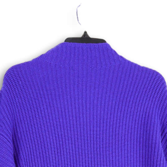 NWT Womens Purple Knitted Long Sleeve Mock Neck Pullover Sweater Size XS image number 4