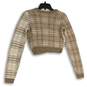 NWT Hollister Womens Brown Plaid Button Front Cropped Cardigan Sweater Size S image number 2