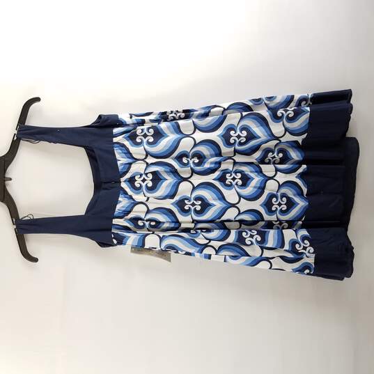 Maggy London Women Blue Mutilcolor Sleeveless Midi Dress M 8 NWT image number 2
