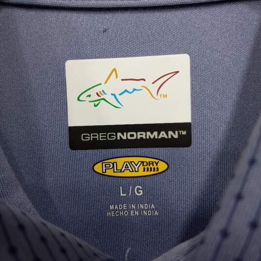 Buy the Men's Blue Greg Norman Polo Shirt Size Large
