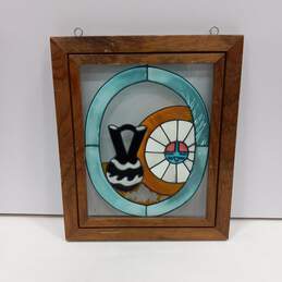 Decorative Stained Glass In Wood Frame