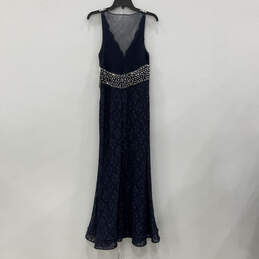 NWT Womens Navy Blue Lace Rhinestones Evening Prom Mermaid Dress Size 7 alternative image