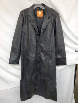 Mn Leather Jacket Collection Black Button Up Trench Duster Coat Sz XXS