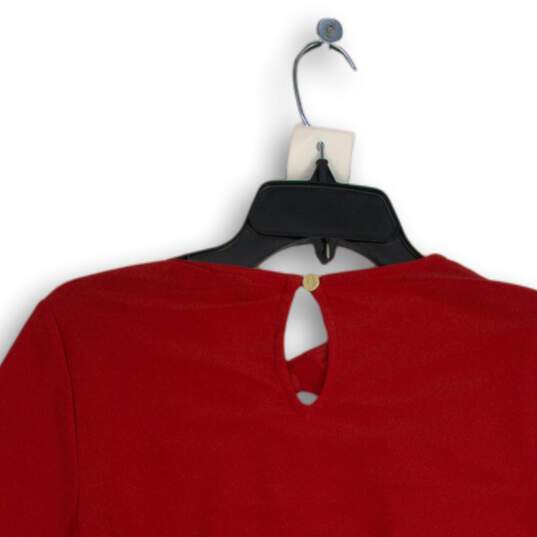 NWT Nine West Womens Red Keyhole Neck Long Sleeve Twisted Blouse Top Size XS image number 4
