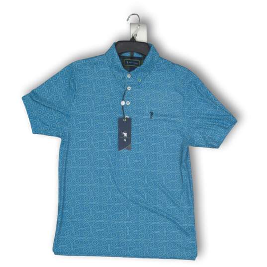 NWT William Murray Mens Polo Shirt Collared Short Sleeve Blue Geometric Size S image number 1