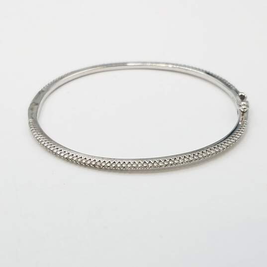 Sterling Silver CZ Pendant 18in Necklace Hoop Earrings 6 1/2in Hinge Bracelet Bundle 3pcs 14.8g image number 3
