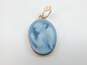 14K Yellow Gold Carved Blue Agate Angel Cameo 1.6g image number 1
