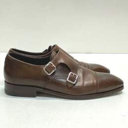 Carmin Brown Leather Monk Buckle Strap Loafers Shoes Men's Size 8 M