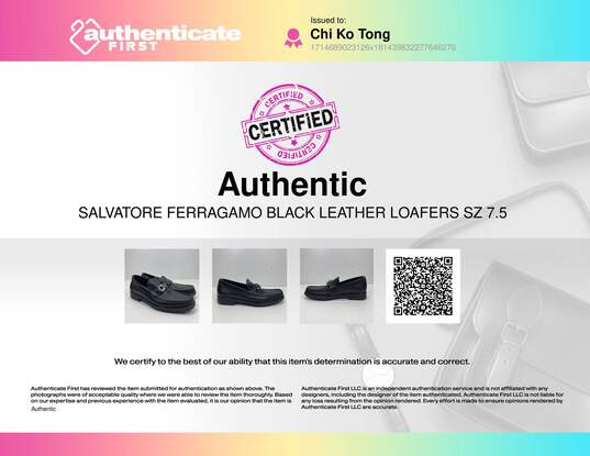 Authentic Salvatore Ferragamo Black Loafer Dress Shoe Men 7.5 image number 8