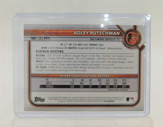 2022 Adley Rutschman Bowman Rookie Baltimore Orioles image number 2