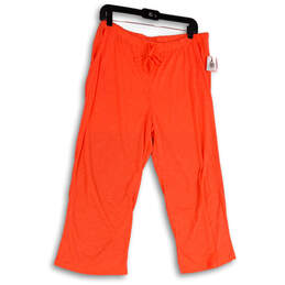 Womens Orange Flat Front Elastic Waist Slash Pocket Sweatpants Size 2XL