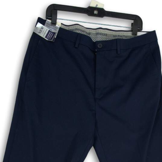 NWT Haggar Mens Blue Flat Front Iron Free Straight Fit Khakis Pants Size 36x34 image number 3