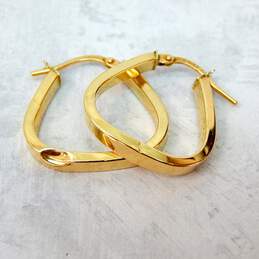 14K Yellow Gold Rounded Triangle Hoop Earrings - FOR REPAIR 1.6g