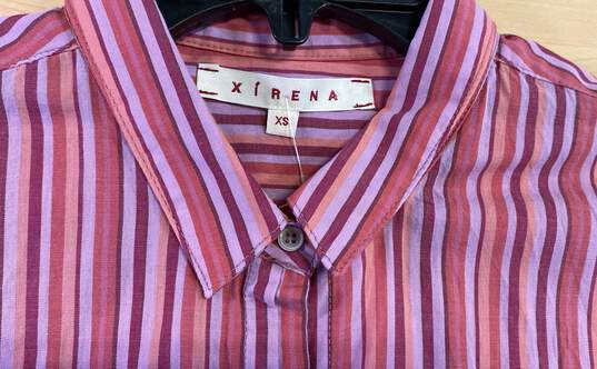 NWT Xirena Womens Multicolor Cotton Striped Collared Button-Up Shirt Size XS image number 3
