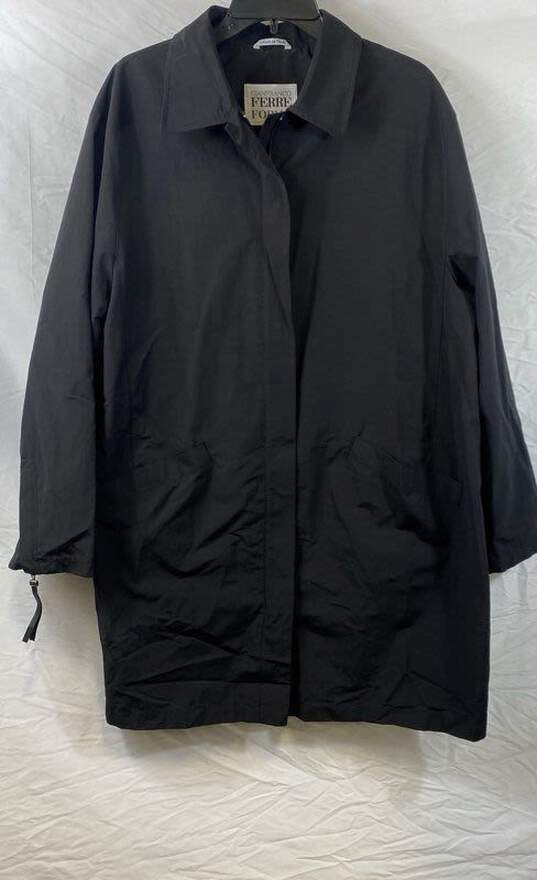 Gianfranco Ferré Mens Black Long Sleeve Collared Full Zip Overcoat Size XXL image number 3