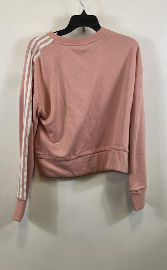 NWT Adidas Womens Pink Long Sleeve Cropped Pullover Sweatshirt Size Medium image number 2