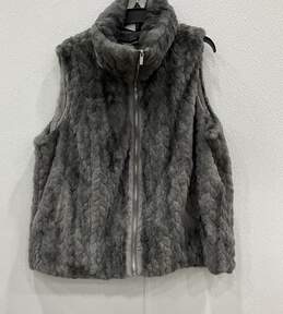 NWT Catherine Malandrino Women Gray Faux Fur Vest 2X