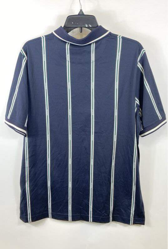 Ted Baker Men Blue Striped Quarter Zip Polo Shirt Sz 4 image number 2