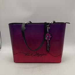 NWT Karl Lagerfeld Womens Pink Purple Ombre Double Strap Tote Bag Purse w/ COA alternative image