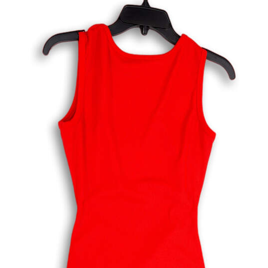 Womens Red Sleeveless Cut Out Round Neck Midi Bodycon Dress Size Small image number 4