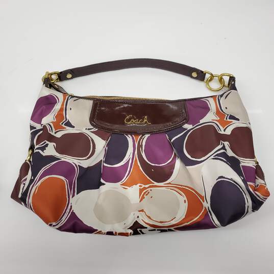 Coach Ashley Hand Drawn Scarf Print Hobo Shoulder Bag F20063 image number 1