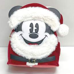 Disney Parks Loungefly Santa Mickey Mouse Red Mini Backpack
