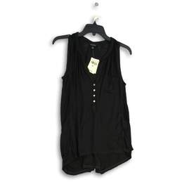 NWT Lucky Brand Womens Black Sleeveless Button-Up Tank Top Size XS