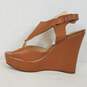 Nine West Wedge Sandal Peep Toe Women Heels   Size 7  Color Tan Brown image number 2