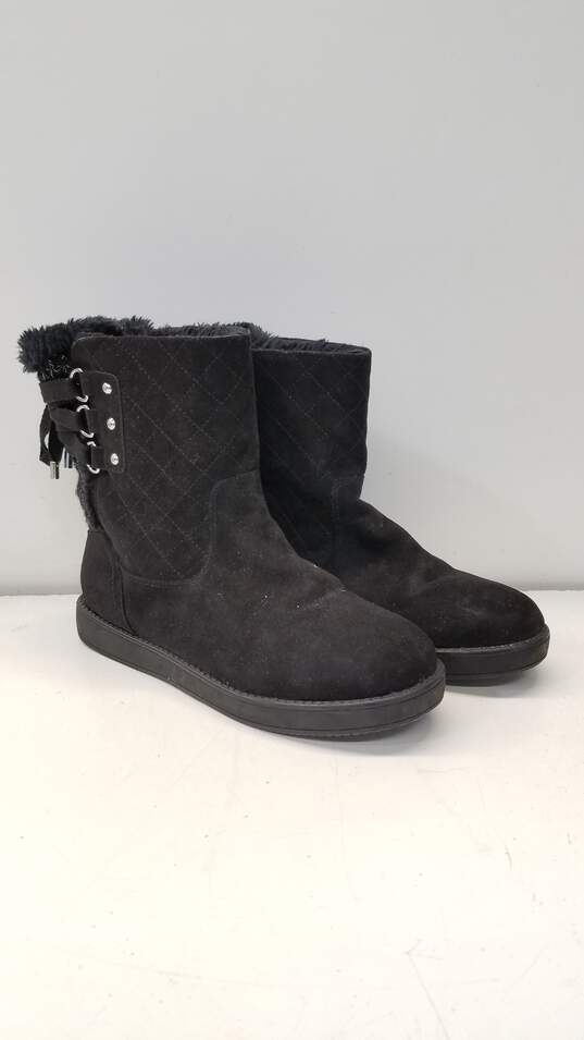 GUESS Black Faux Shearling Back Lace Ankle Boots Women's Size 8 M image number 3
