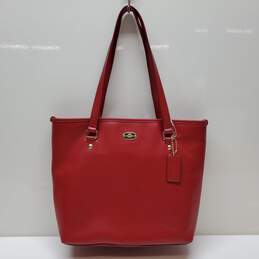 Coach Metro Ava City Tote Red Saffiano North South Shoulder Bag Handbag