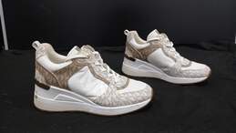 Women's White & Brown Michael Kors Muse  Logo Tennis Shoes Size 7.5 alternative image