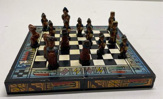 Peruvian Inca Vs Spanish Hand Painted Wooden Chess Set image number 1