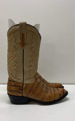 Jaca Tan Brown Leather Croc Embossed Cowboy Western Boots Size 8 M
