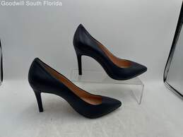 Womens Blue Leather Almond Toe Stiletto Pump Heels Size 7.5 alternative image