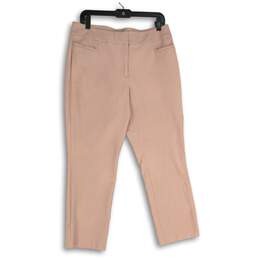 Ann Taylor Womens Pink Flat Front Welt Pocket Ankle Length Dress Pants Size 10