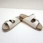 Cushionaire Cork Sole Sandals With White Leather Straps Size 6.5 image number 1