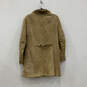 Womens Brown Leather Long Sleeve Button Front Overcoat Size Medium image number 2
