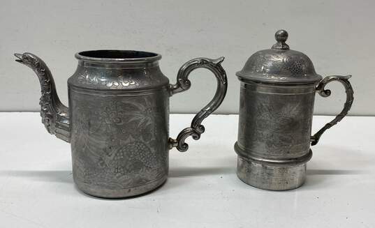 Huikee Swatow Lidded Teapot Vintage Chinese Pewter Tea/Coffee Pot Maker image number 3